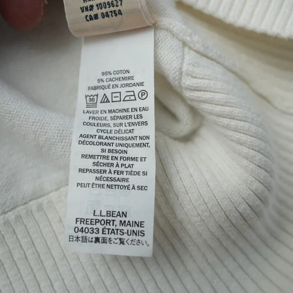 L.L. Bean Sweater Women Cotton Cashmere Pull Over White Long Sleeve Large - Picture 11 of 13